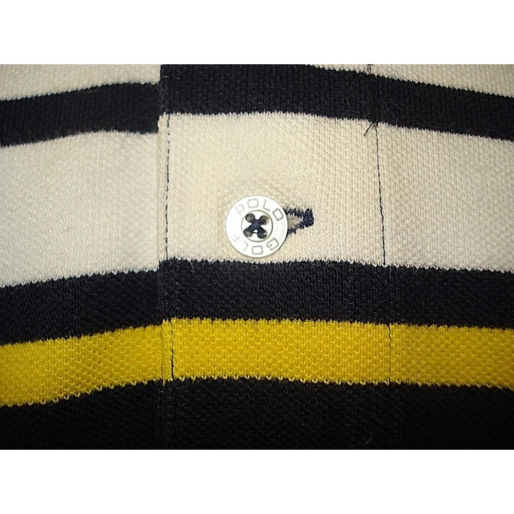 Ralph Lauren Polo Golf Shirt Striped Embroidered Collar Mens Size L